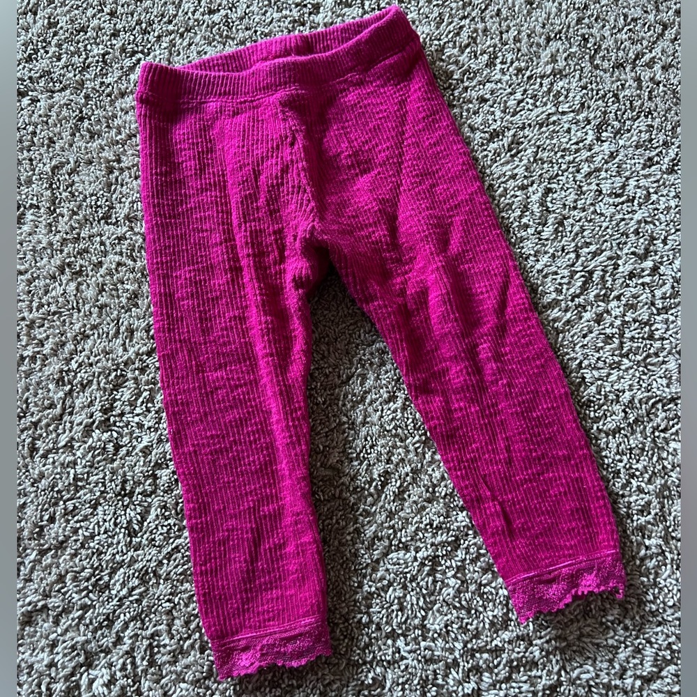 Old Navy Thick Pink Lace Trim Leggings Size 2t